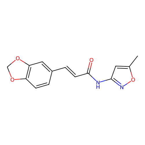 (2E)-3-(1,3-benzodioxol-5-yl)-N-(5-methyl-1,2-oxazol-3-yl)prop-2-enamide structure