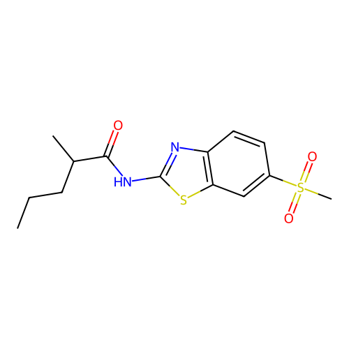 2-methyl-N-[6-(methylsulfonyl)-1,3-benzothiazol-2-yl]pentanamide structure