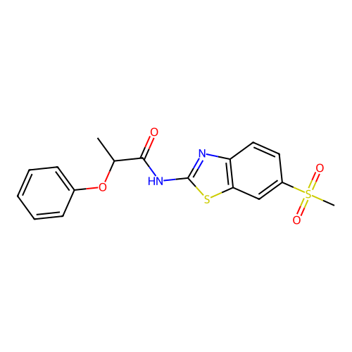 N-[6-(methylsulfonyl)benzothiazol-2-yl]-2-phenoxypropanamide structure