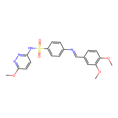 4-[(3,4-dimethoxyphenyl)methylideneamino]-N-(6-methoxypyridazin-3-yl)benzenesulfonamide structure