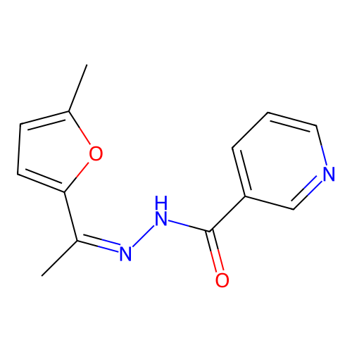 N-[1-(5-methylfuran-2-yl)ethylideneamino]pyridine-3-carboxamide structure
