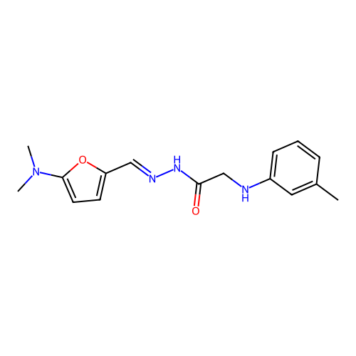N-[[5-(dimethylamino)furan-2-yl]methylideneamino]-2-(3-methylanilino)acetamide structure