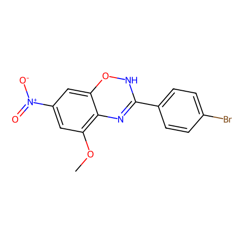 3-(4-bromophenyl)-5-methoxy-7-nitro-4H-1,2,4-benzoxadiazine structure