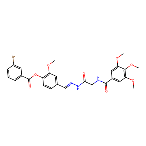 2-Meo-4-(2-(((3,4,5-trimethoxybenzoyl)amino)AC)carbohydrazonoyl)PH 3-BR-benzoate structure