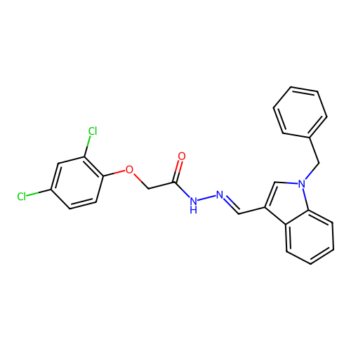 N'-[(E)-(1-benzyl-1H-indol-3-yl)methylidene]-2-(2,4-dichlorophenoxy)acetohydrazide structure