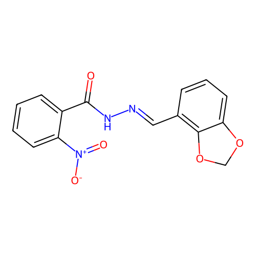 N-(1,3-benzodioxol-4-ylmethylideneamino)-2-nitrobenzamide structure