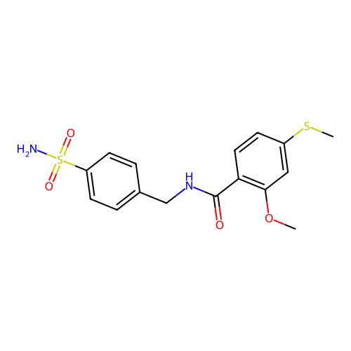 2-methoxy-4-(methylsulfanyl)-N-(4-sulfamoylbenzyl)benzamide structure