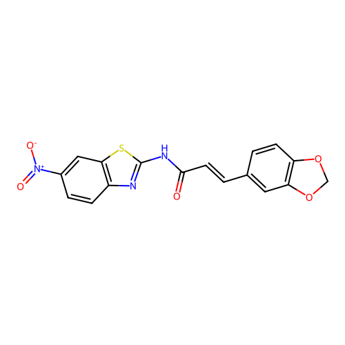 (E)-3-(benzo[d][1,3]dioxol-5-yl)-N-(6-nitrobenzo[d]thiazol-2-yl)acrylamide structure