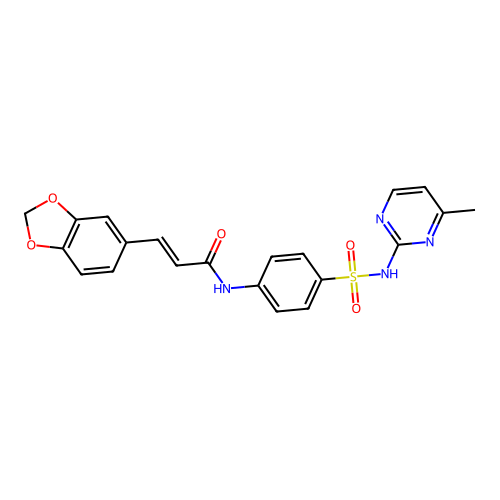 (2E)-3-(1,3-benzodioxol-5-yl)-N-{4-[(4-methylpyrimidin-2-yl)sulfamoyl]phenyl}prop-2-enamide structure