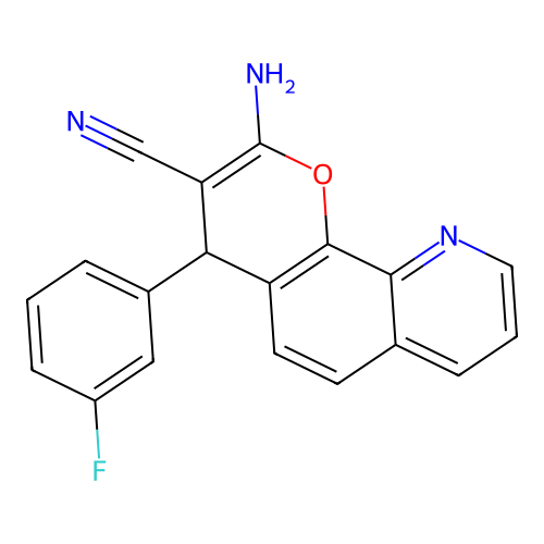2-amino-4-(3-fluorophenyl)-4H-pyrano[3,2-h]quinoline-3-carbonitrile structure