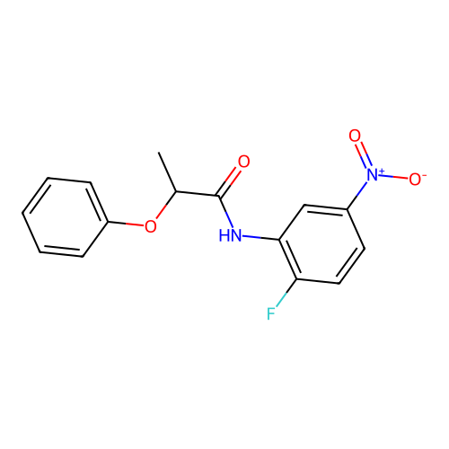 N-(2-fluoro-5-nitrophenyl)-2-phenoxypropanamide structure