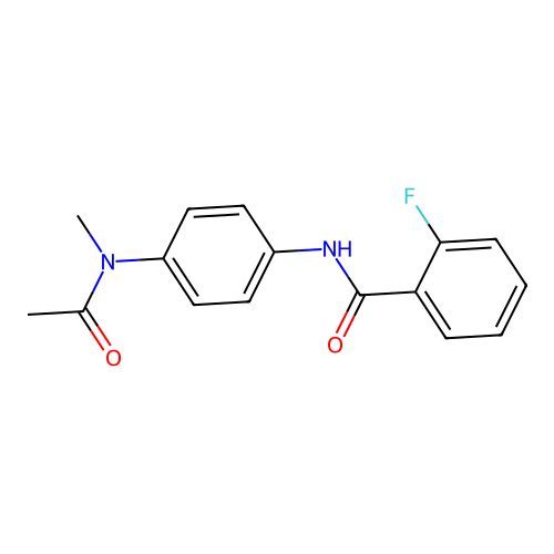 N-{4-[acetyl(methyl)amino]phenyl}-2-fluorobenzamide structure