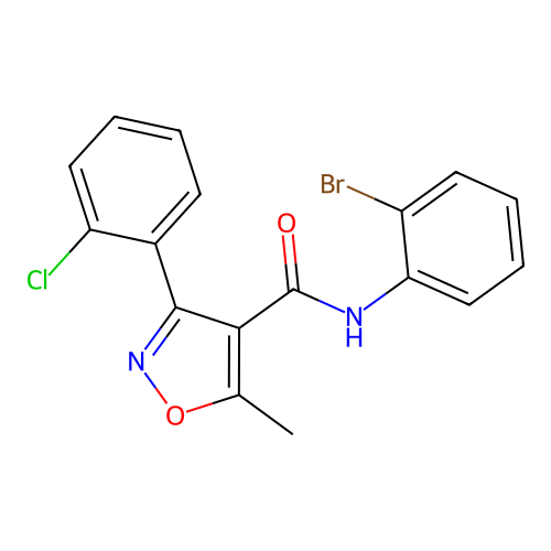 N-(2-bromophenyl)-3-(2-chlorophenyl)-5-methyl-1,2-oxazole-4-carboxamide structure