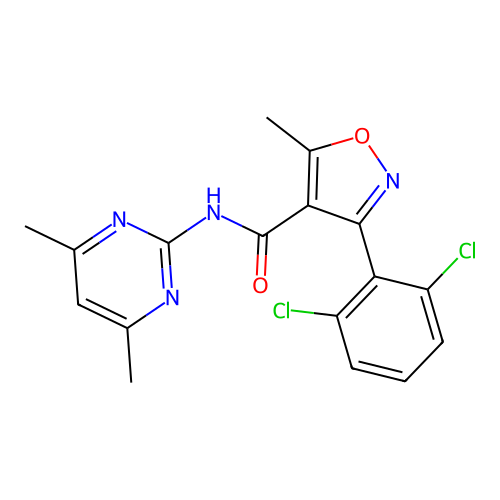 3-(2,6-dichlorophenyl)-N-(4,6-dimethylpyrimidin-2-yl)-5-methyl-1,2-oxazole-4-carboxamide structure