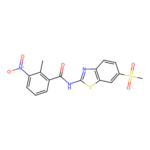 2-methyl-N-[6-(methylsulfonyl)-1,3-benzothiazol-2-yl]-3-nitrobenzamide structure