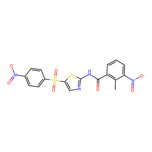 2-methyl-3-nitro-N-{5-[(4-nitrophenyl)sulfonyl]-1,3-thiazol-2-yl}benzamide structure