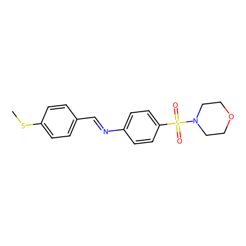 N-{(E)-[4-(methylsulfanyl)phenyl]methylidene}-4-(morpholin-4-ylsulfonyl)aniline structure