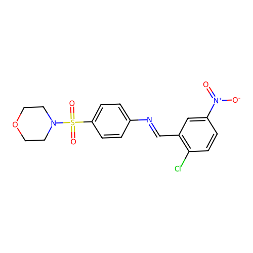 N-[(E)-(2-chloro-5-nitrophenyl)methylidene]-4-(morpholin-4-ylsulfonyl)aniline structure