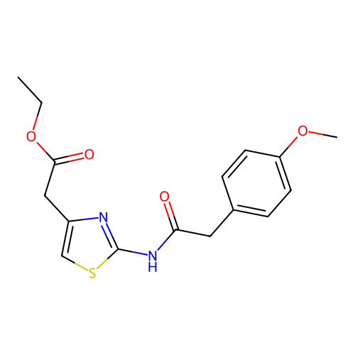 Ethyl (2-{[(4-methoxyphenyl)acetyl]amino}-1,3-thiazol-4-yl)acetate structure
