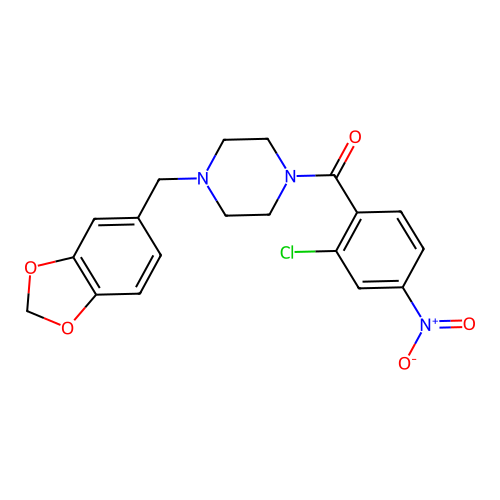 [4-(1,3-Benzodioxol-5-ylmethyl)piperazin-1-yl](2-chloro-4-nitrophenyl)methanone structure