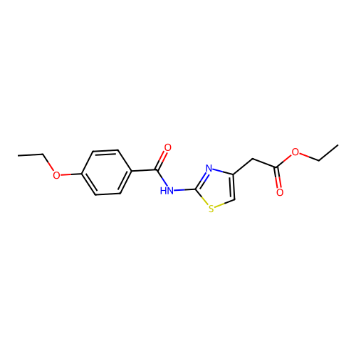 Ethyl (2-{[(4-ethoxyphenyl)carbonyl]amino}-1,3-thiazol-4-yl)acetate structure
