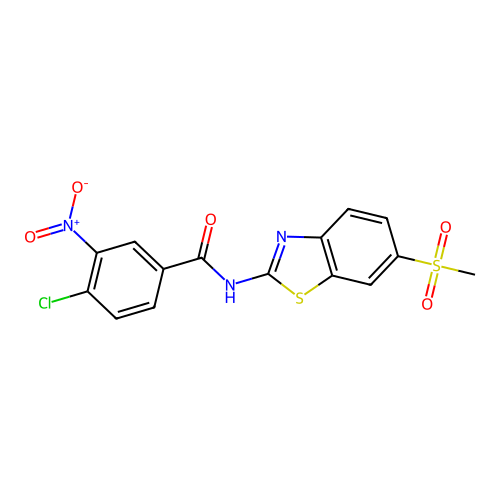 4-chloro-N-[6-(methylsulfonyl)-1,3-benzothiazol-2-yl]-3-nitrobenzamide structure