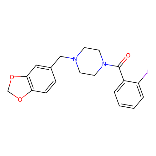 [4-(1,3-Benzodioxol-5-ylmethyl)piperazin-1-yl](2-iodophenyl)methanone structure