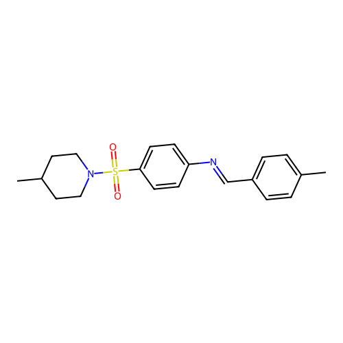 N-[(E)-(4-methylphenyl)methylidene]-4-[(4-methylpiperidin-1-yl)sulfonyl]aniline structure