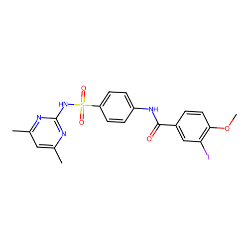 N-{4-[(4,6-dimethylpyrimidin-2-yl)sulfamoyl]phenyl}-3-iodo-4-methoxybenzamide structure