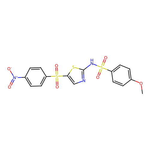 4-methoxy-N-{5-[(4-nitrophenyl)sulfonyl]-1,3-thiazol-2-yl}benzenesulfonamide structure