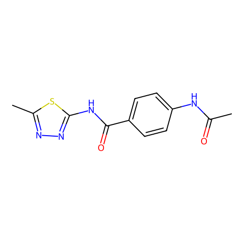 4-acetamido-N-(5-methyl-1,3,4-thiadiazol-2-yl)benzamide structure