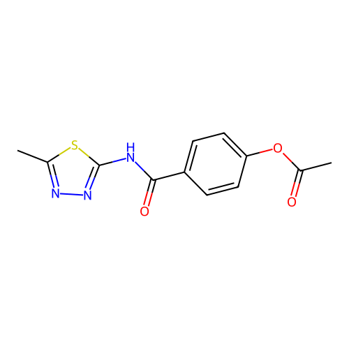 4-[(5-Methyl-1,3,4-thiadiazol-2-yl)carbamoyl]phenyl acetate structure