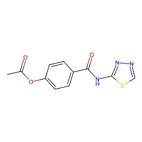 4-(1,3,4-Thiadiazol-2-ylcarbamoyl)phenyl acetate structure