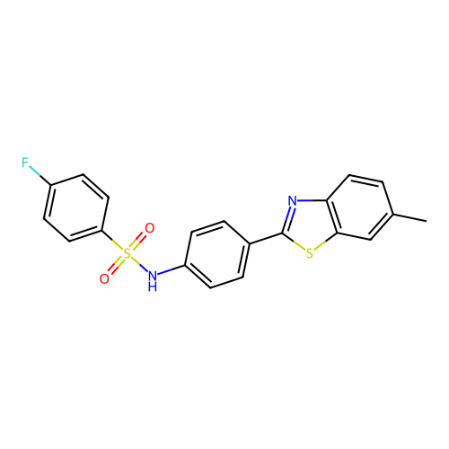 4-fluoro-N-[4-(6-methyl-1,3-benzothiazol-2-yl)phenyl]benzenesulfonamide structure