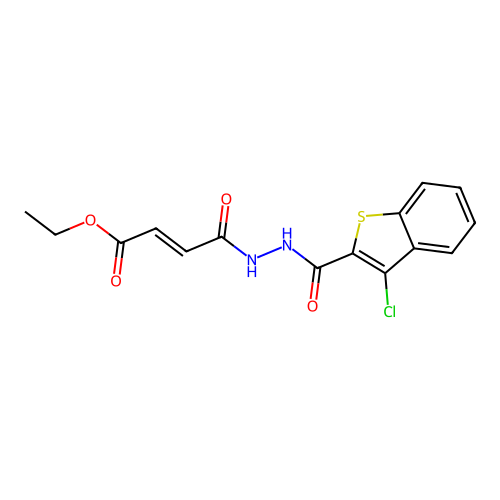 Ethyl 4-{2-[(3-chloro-1-benzothien-2-yl)carbonyl]hydrazino}-4-oxo-2-butenoate structure