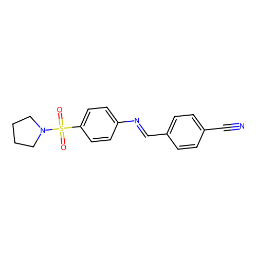 4-({[4-(1-Pyrrolidinylsulfonyl)phenyl]imino}methyl)benzonitrile structure
