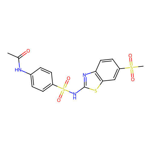 N-[4-({[6-(methylsulfonyl)benzothiazol-2-yl]amino}sulfonyl)phenyl]acetamide structure