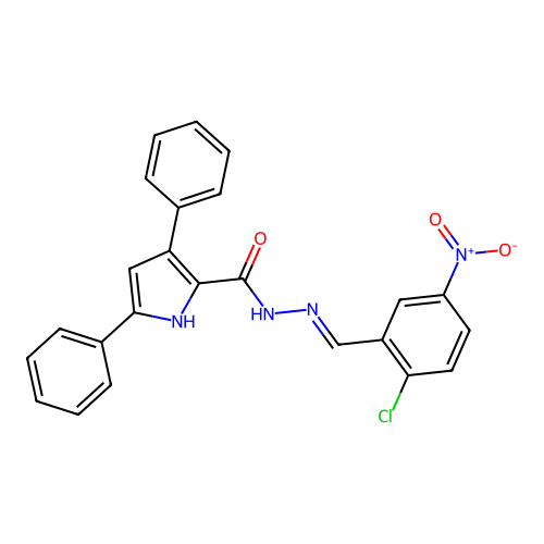 N'-(2-chloro-5-nitrobenzylidene)-3,5-diphenyl-1H-pyrrole-2-carbohydrazide structure
