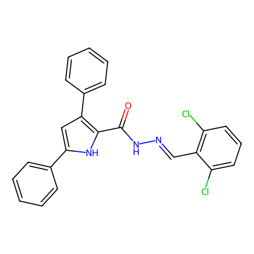N'-(2,6-dichlorobenzylidene)-3,5-diphenyl-1H-pyrrole-2-carbohydrazide structure
