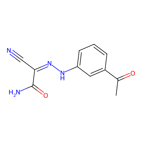 N-(3-acetylanilino)-2-amino-2-oxoethanimidoyl cyanide structure