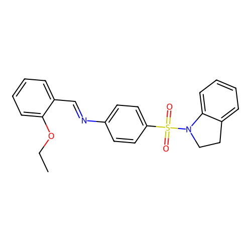 4-(2,3-dihydro-1H-indol-1-ylsulfonyl)-N-[(E)-(2-ethoxyphenyl)methylidene]aniline structure