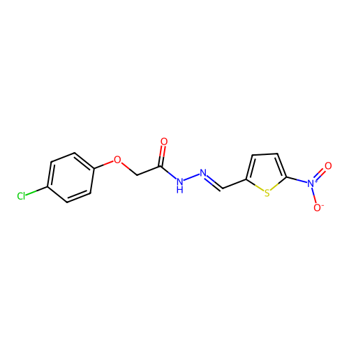 2-(4-chlorophenoxy)-N'-[(5-nitro-2-thienyl)methylene]acetohydrazide structure