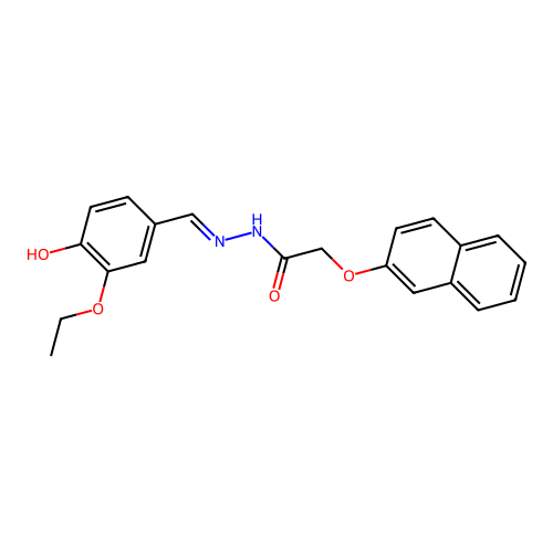 N-[(3-ethoxy-4-hydroxyphenyl)methylideneamino]-2-naphthalen-2-yloxyacetamide structure