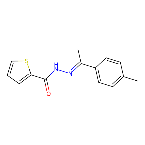 N-[1-(4-methylphenyl)ethylideneamino]thiophene-2-carboxamide structure