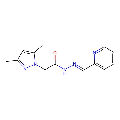 2-(3,5-dimethyl-1H-pyrazol-1-yl)-N'-[(E)-pyridin-2-ylmethylidene]acetohydrazide structure