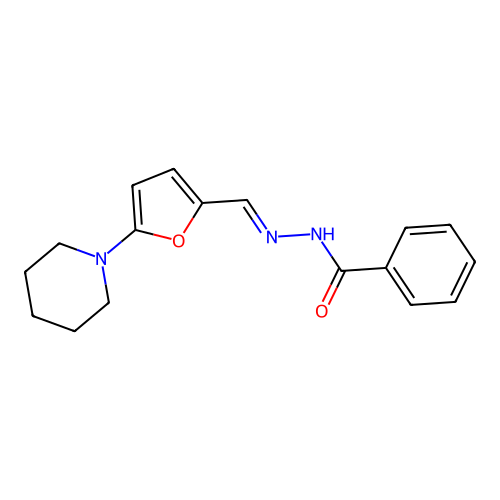 N-[(5-piperidin-1-ylfuran-2-yl)methylideneamino]benzamide structure