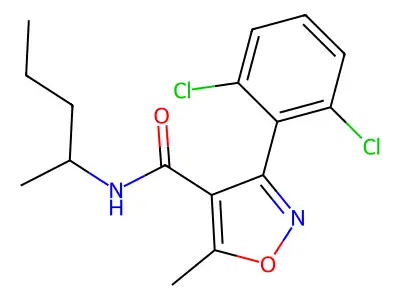 3-(2,6-dichlorophenyl)-5-methyl-N-(pentan-2-yl)-1,2-oxazole-4-carboxamide structure