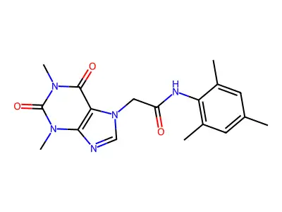 2-(1,3-dimethyl-2,6-dioxo-1,2,3,6-tetrahydro-7H-purin-7-yl)-N-mesitylacetamide structure