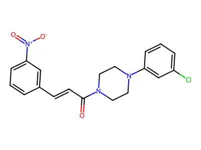 (E)-1-[4-(3-chlorophenyl)piperazin-1-yl]-3-(3-nitrophenyl)prop-2-en-1-one structure