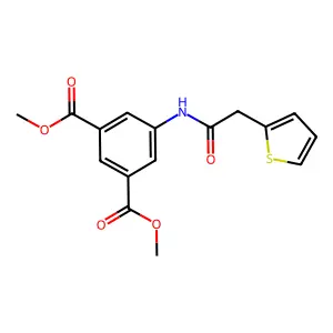 Dimethyl 5-[(2-thiophen-2-ylacetyl)amino]benzene-1,3-dicarboxylate structure